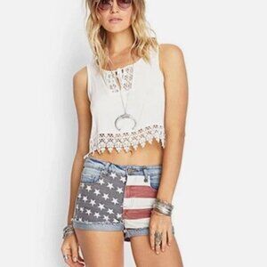 Forever 21 American Flag Jean Shorts (97)(*)